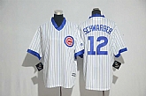 Chicago Cubs #12 Kyle Schwarber White Cooperstown New Cool Base Stitched Jersey,baseball caps,new era cap wholesale,wholesale hats